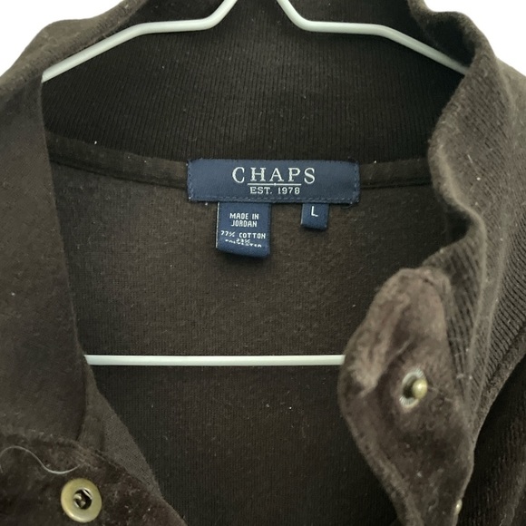 Chaps by Ralph Lauren Large Brown Y2K Velour Snap Close MockNeck Bomber EUC! - Picture 3 of 5